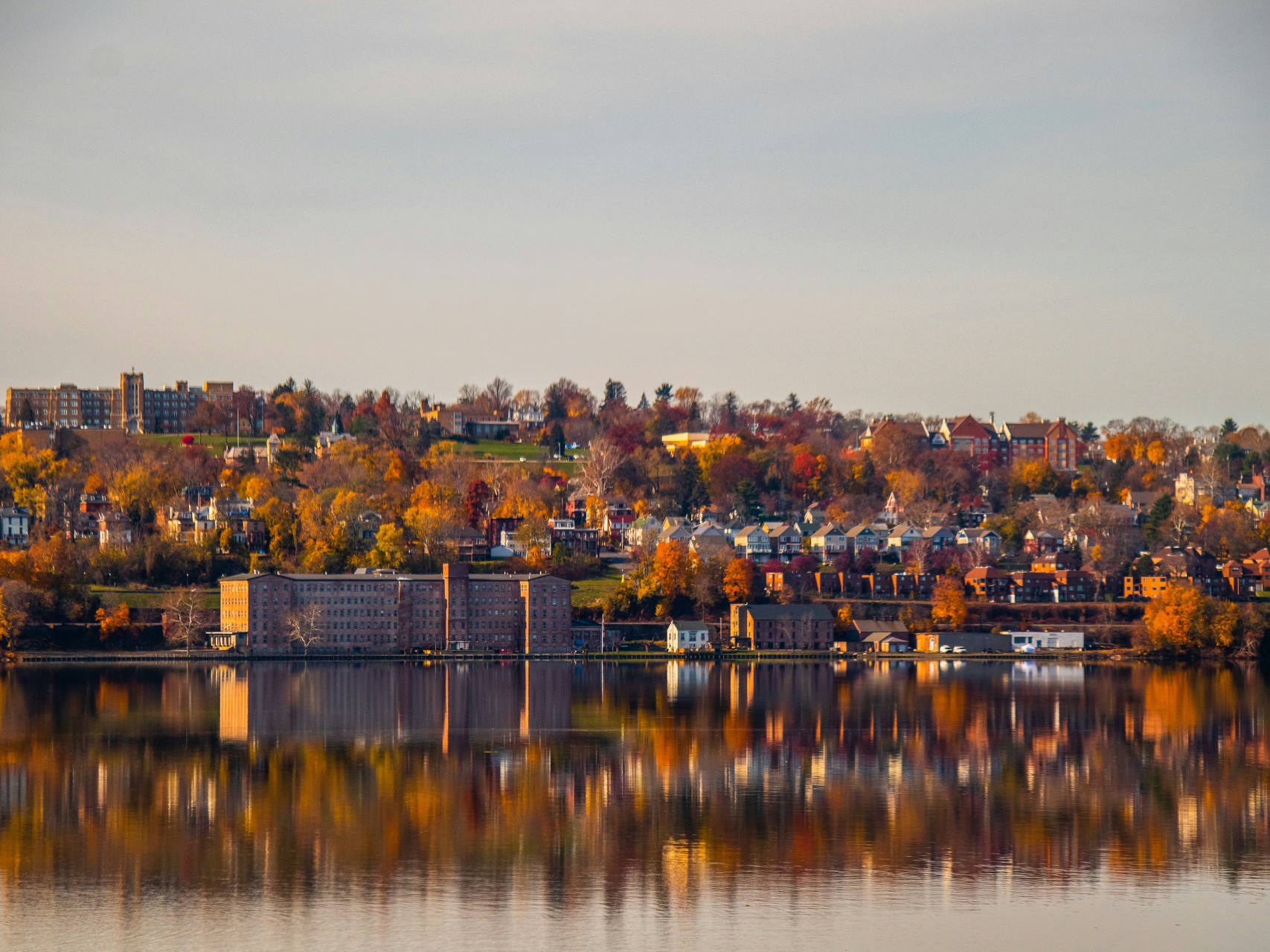Newburgh city view across lake
